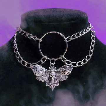 Gothic Choker for Women Men Silver Vintage Skull Pendant Necklace