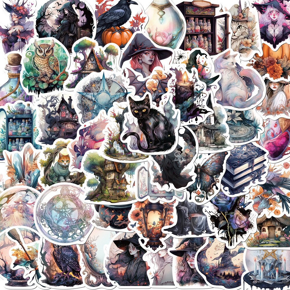 10/30/50pcs Cool Art Gothic Magic Witch Aesthetic Stickers Decorative