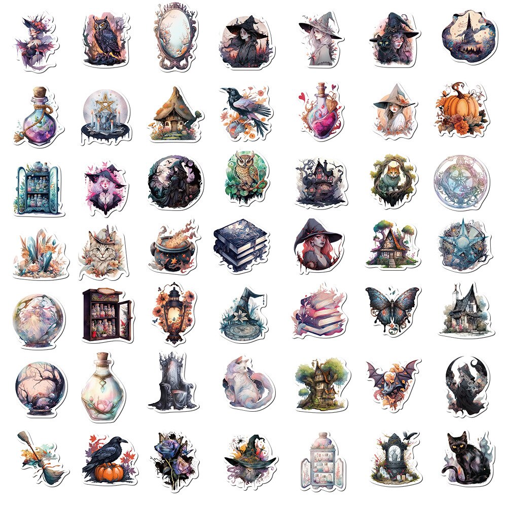 10/30/50pcs Cool Art Gothic Magic Witch Aesthetic Stickers Decorative