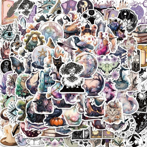 10/50/100PCS Witchy Gothic Potion Cat Witch Moon Tarot Boho Apothecary
