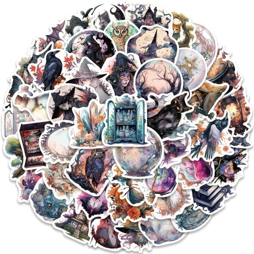 10/50/100PCS Witchy Gothic Potion Cat Witch Moon Tarot Boho Apothecary