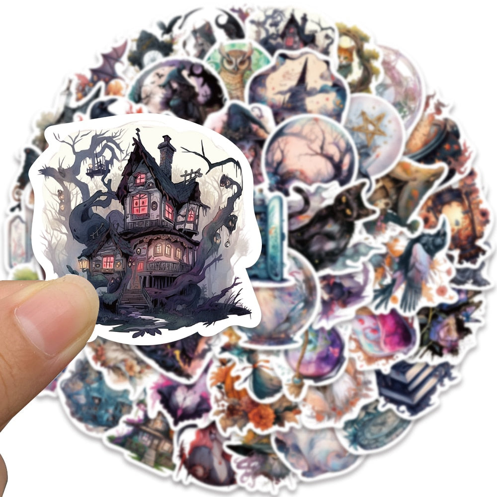 10/50/100PCS Witchy Gothic Potion Cat Witch Moon Tarot Boho Apothecary