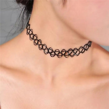 Vintage Elastic Braided Fish Thread Choker Gothic Black Choker 1pc