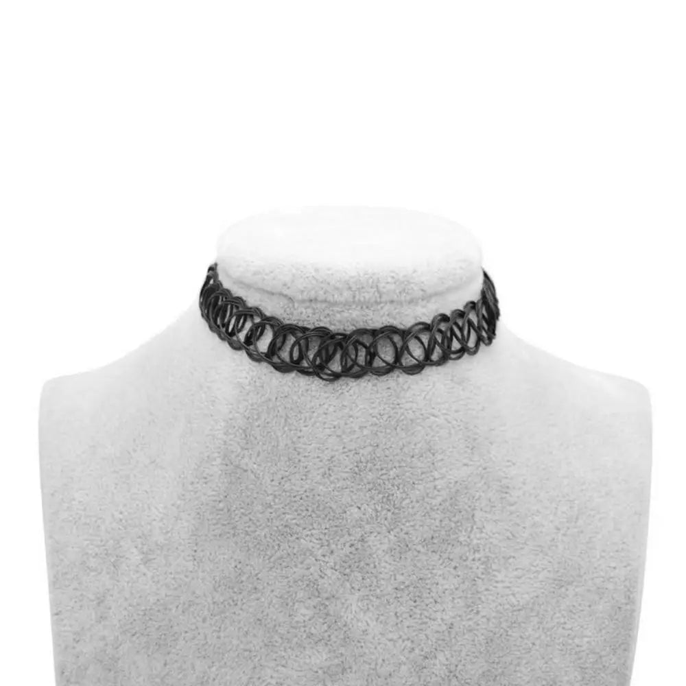Vintage Elastic Braided Fish Thread Choker Gothic Black Choker 1pc