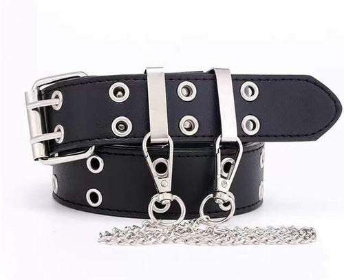 Eyelet Buckle Cyber Punk Goth Baggy Jeans Y2k Woman Techwear Dark