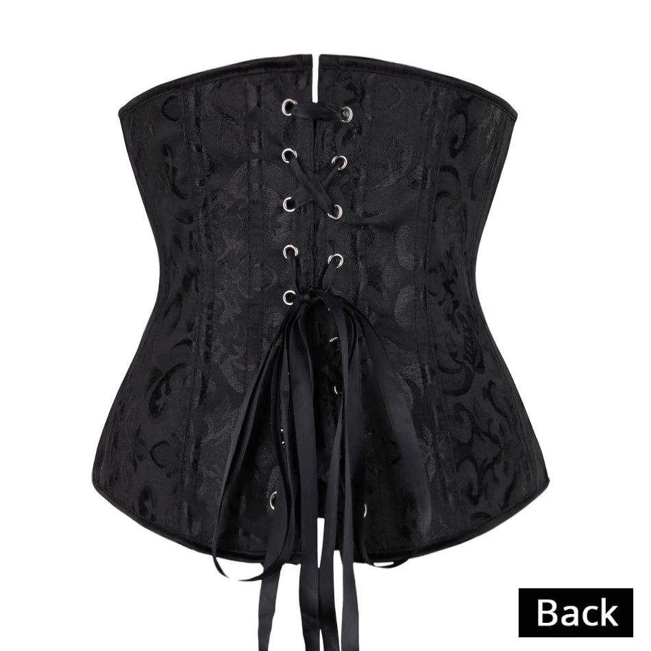 Underbust Corset Floral Push Up Boned Bustier Gothique Korsett For