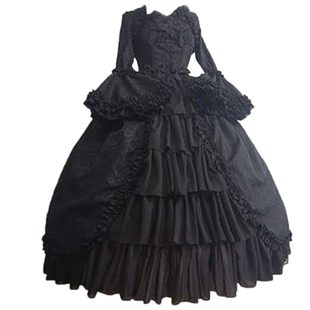 Medieval Retro Gothiced Court Dress Royal Lady Ball Dress Square Neck