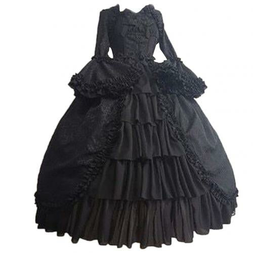 Medieval Retro Gothiced Court Dress Royal Lady Ball Dress Square Neck