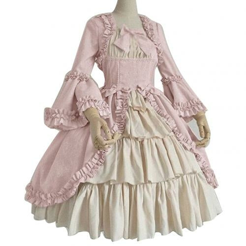 Medieval Retro Gothiced Court Dress Royal Lady Ball Dress Square Neck