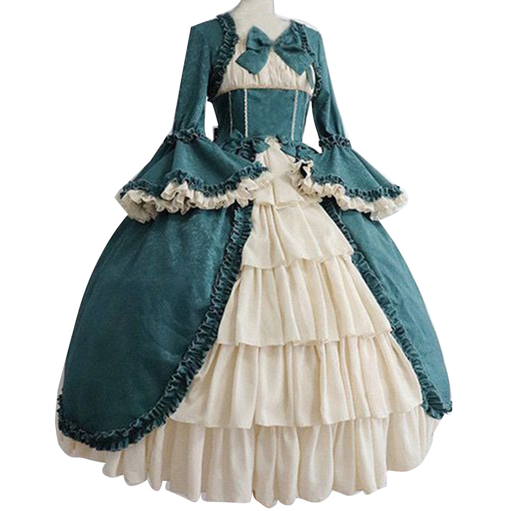 Medieval Retro Gothiced Court Dress Royal Lady Ball Dress Square Neck