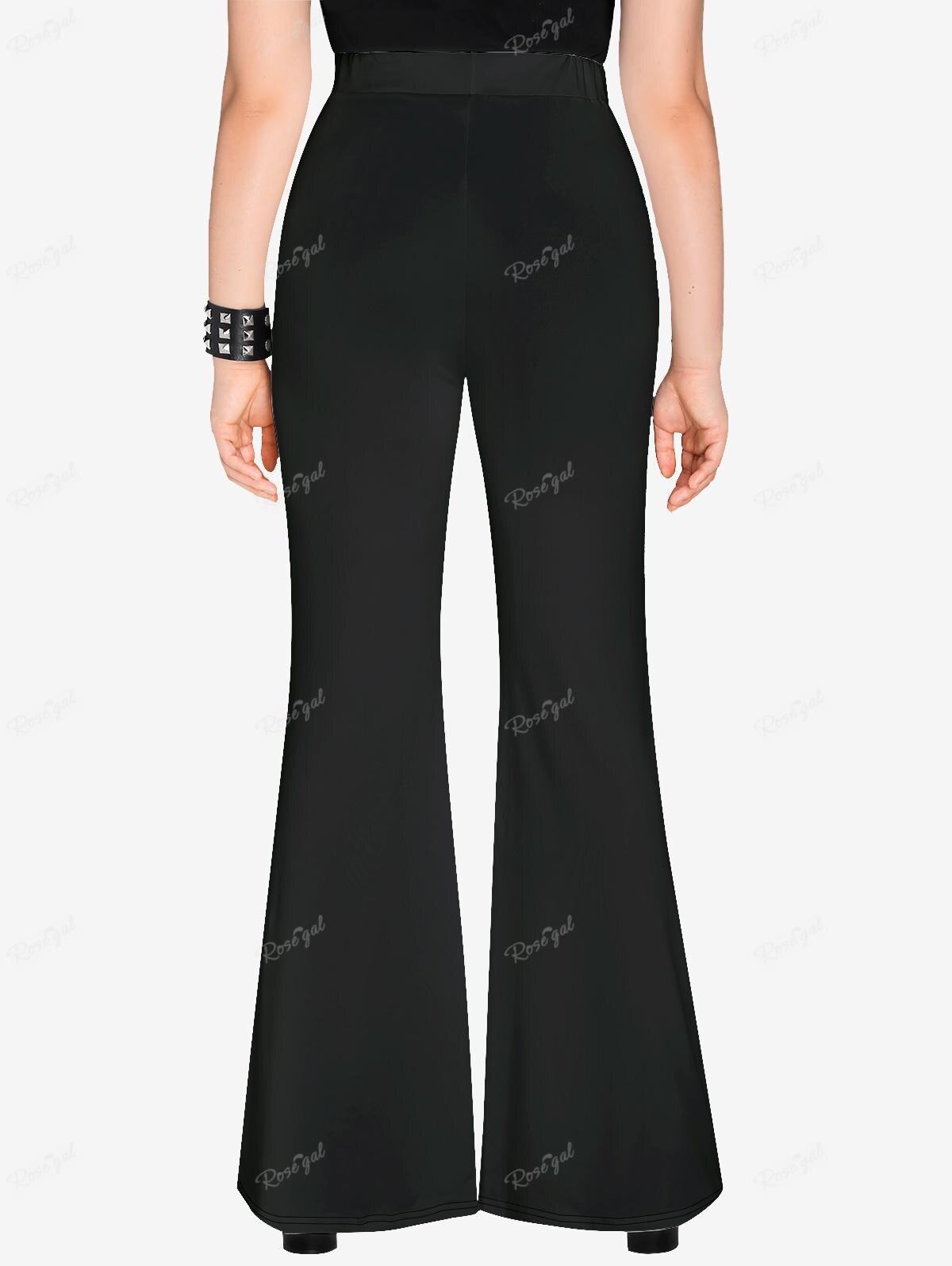 ROSEGAL Plus Size Gothic Printed Flare Pants 3D Printed Graphic Full