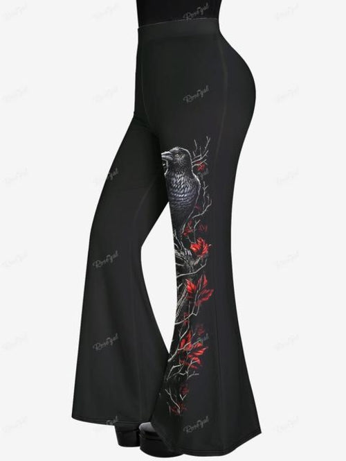ROSEGAL Plus Size Gothic Printed Flare Pants 3D Printed Graphic Full