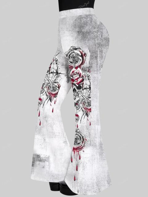 ROSEGAL Plus Size Gothic Printed Flare Pants 3D Printed Graphic Full