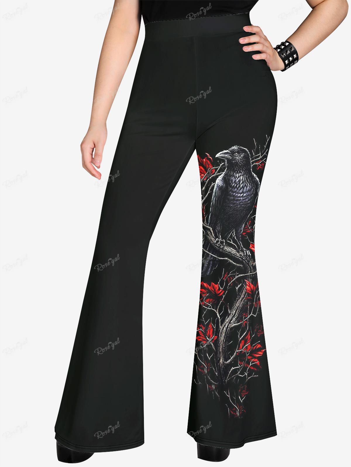 ROSEGAL Plus Size Gothic Printed Flare Pants 3D Printed Graphic Full