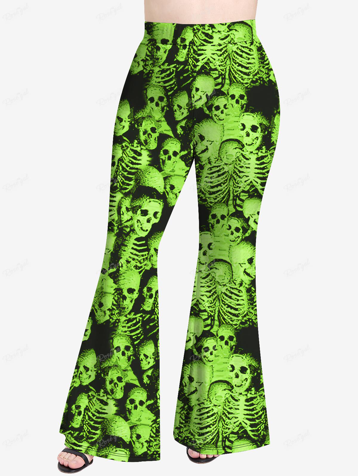 ROSEGAL Plus Size Gothic Printed Flare Pants 3D Printed Graphic Full