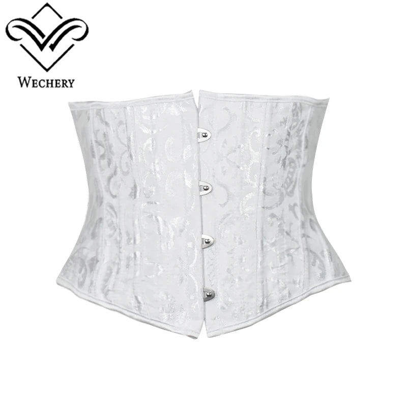 Underbust White Black Corset Woman Belt Plus Size Top Short Steel