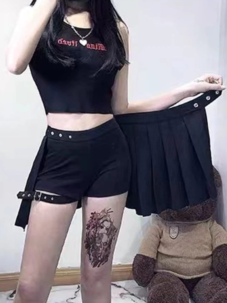 AltGoth Punk Mall Goth Shorts Skirt Women Y2k E-girl Streetwear