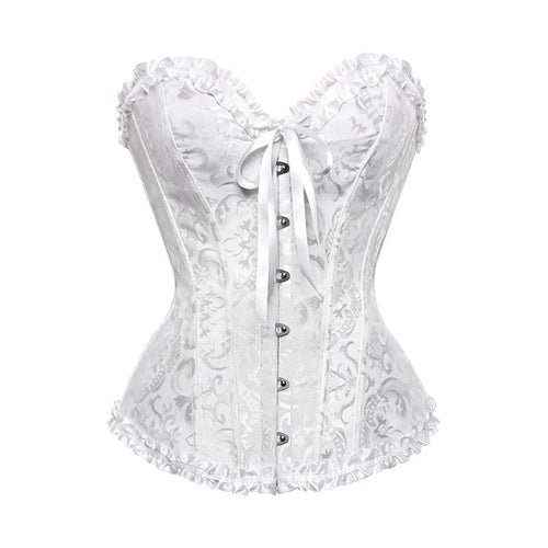 BurVogue Women Lace Up Sexy Floral  Boned Corset Overbust Body Shaper