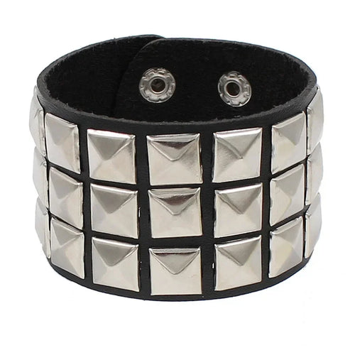 2024 New PU Leather Studded Bracelet Punk Bracelet Adjustable Goth
