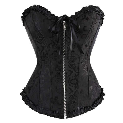 Corsets Bustiers Sexy Top Blouse with Zipper Red and Black Corset