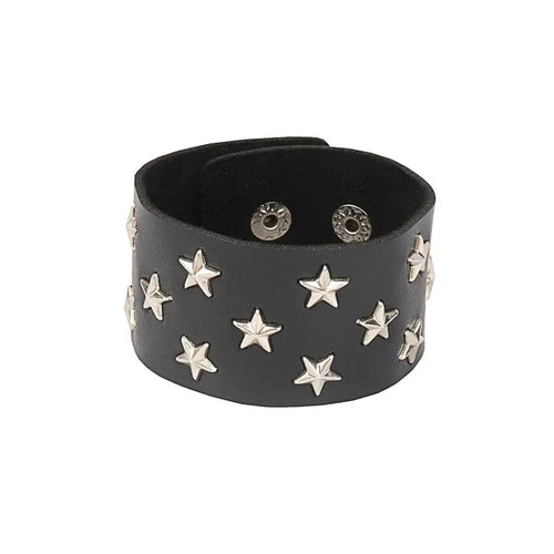 2024 New PU Leather Studded Bracelet Punk Bracelet Adjustable Goth