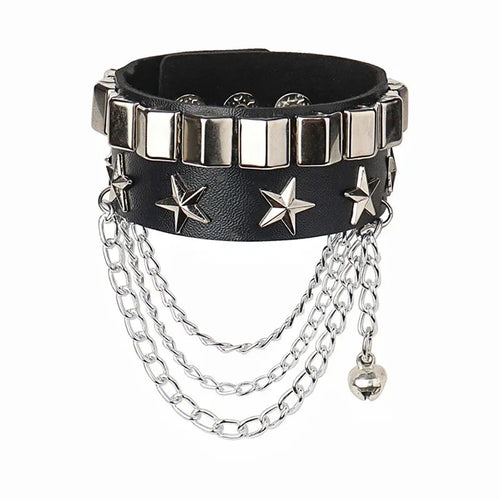 2024 New PU Leather Studded Bracelet Punk Bracelet Adjustable Goth