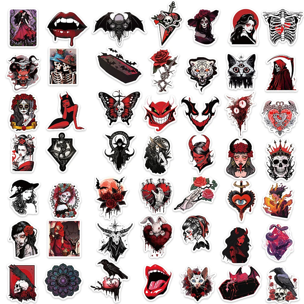 50pcs Horror Skull Gothic Stickers Aesthetic Graffiti Stickers Luggage