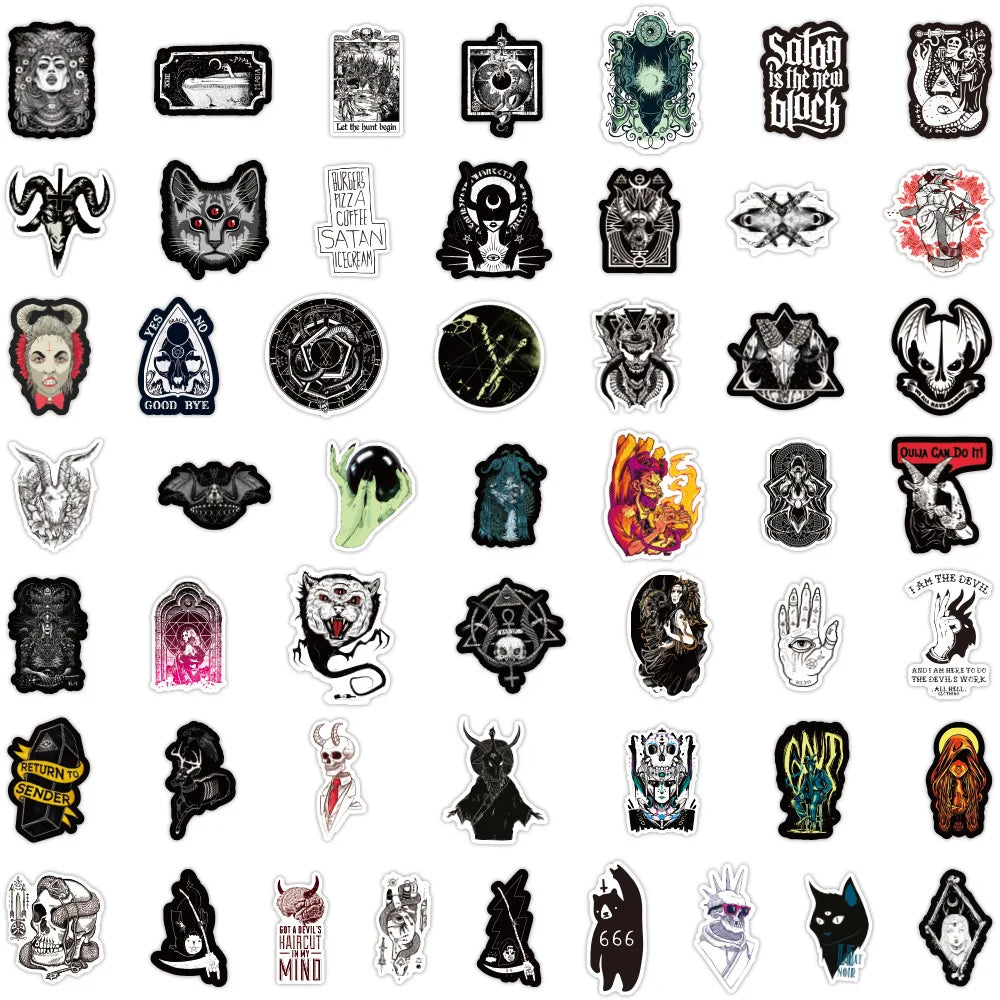 50pcs Cool Demon Lucifer Gothic Stickers Scrapbooking Fridge Laptop