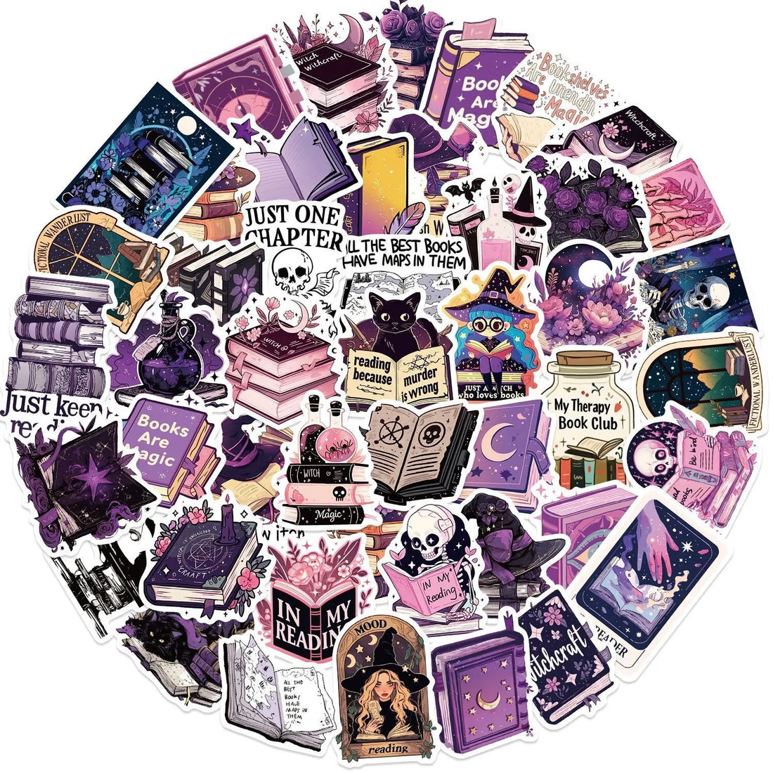 10/50pcs Purple Gothic Witch Bookish Stickers Smutty Dark Romance