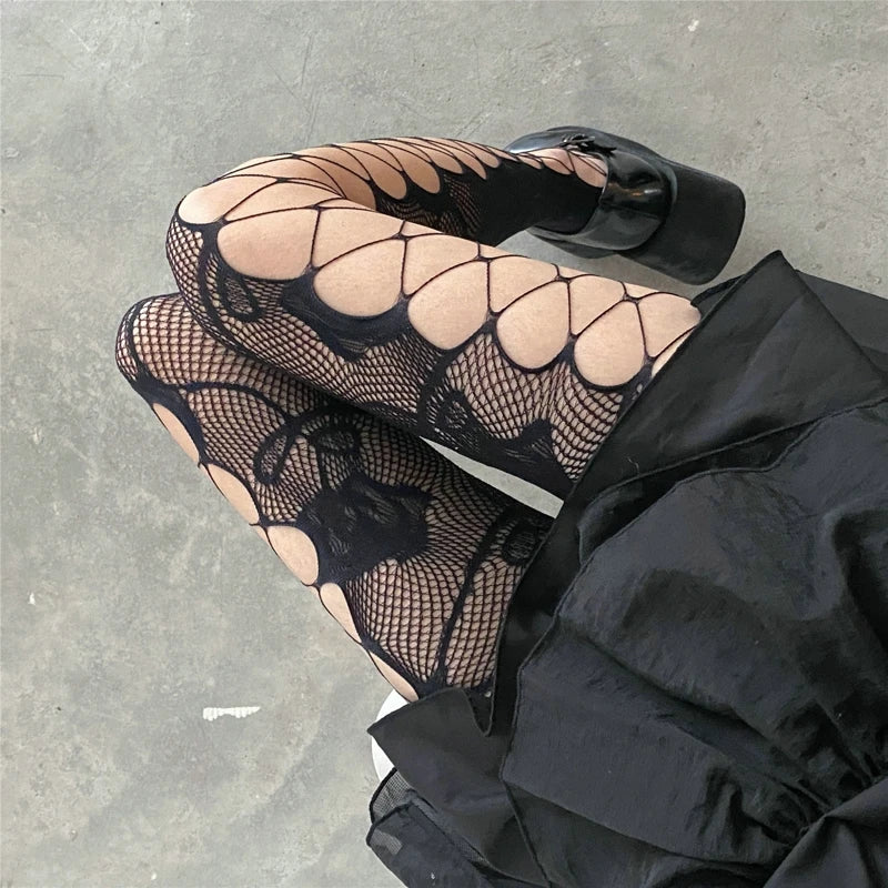 Gothic Fishnets Stockings Lolita Mesh Tights for Women Netting