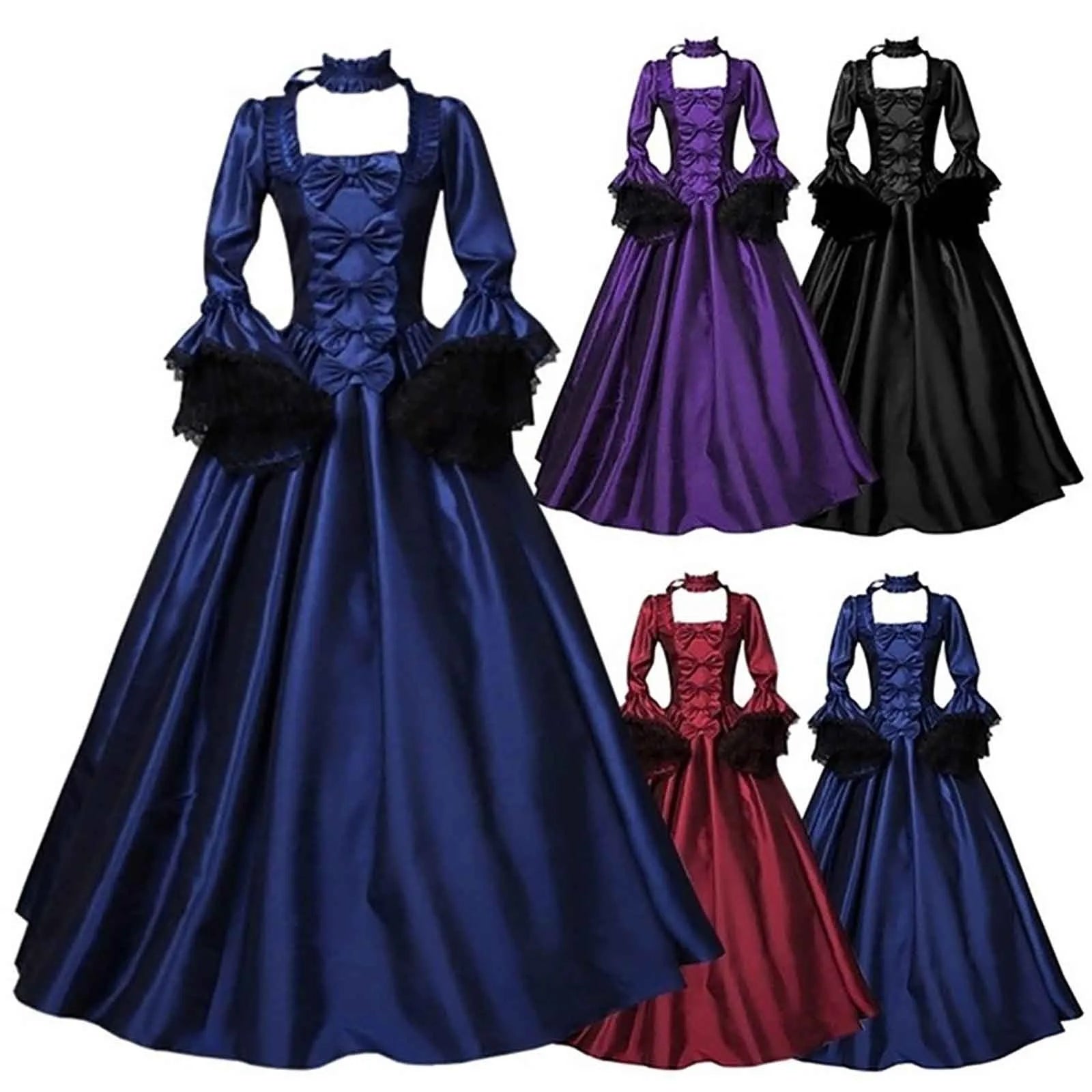 Medieval Victorian Court Lace Patchwork Gothic Dress Halloween Witch