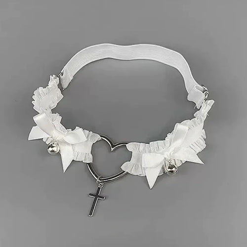 Gothic Lace Garter Belt Heart Bowknot Cross Lolita Leg Garters Black