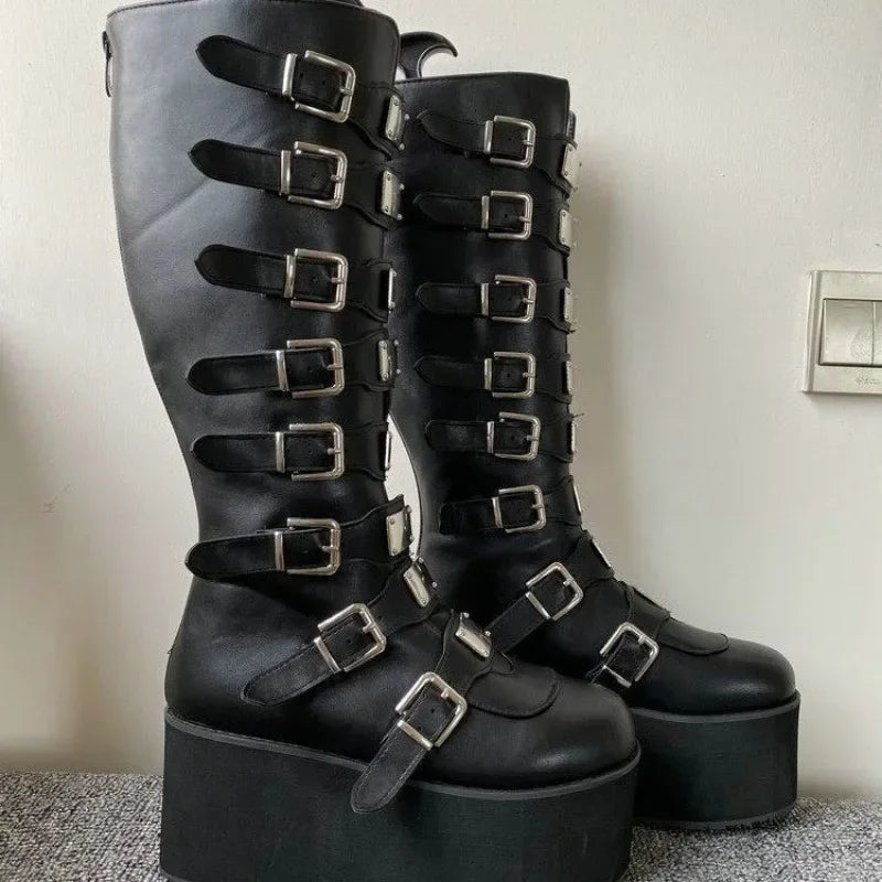 Women Boots Cosplay Ladies High Heel Platform Wedges Women High Boots