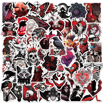 50pcs Horror Skull Gothic Stickers Aesthetic Graffiti Stickers Luggage