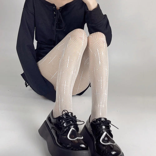 Skull Fishnet Stocking Women's Hollow Garter Bat Gothic Dark Mesh
