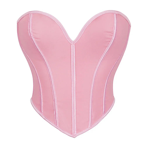 Sexy Women Overbust Corsets Crop Tops Golden Printed Bustiers Lace Up