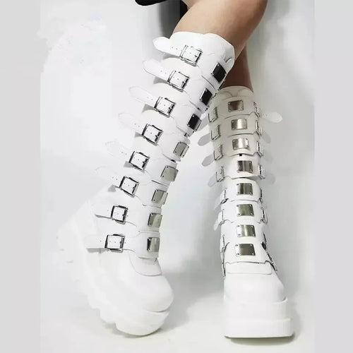 Long Boots Women Gothic Shoes Platform Knee High Boots Punk Black Sexy