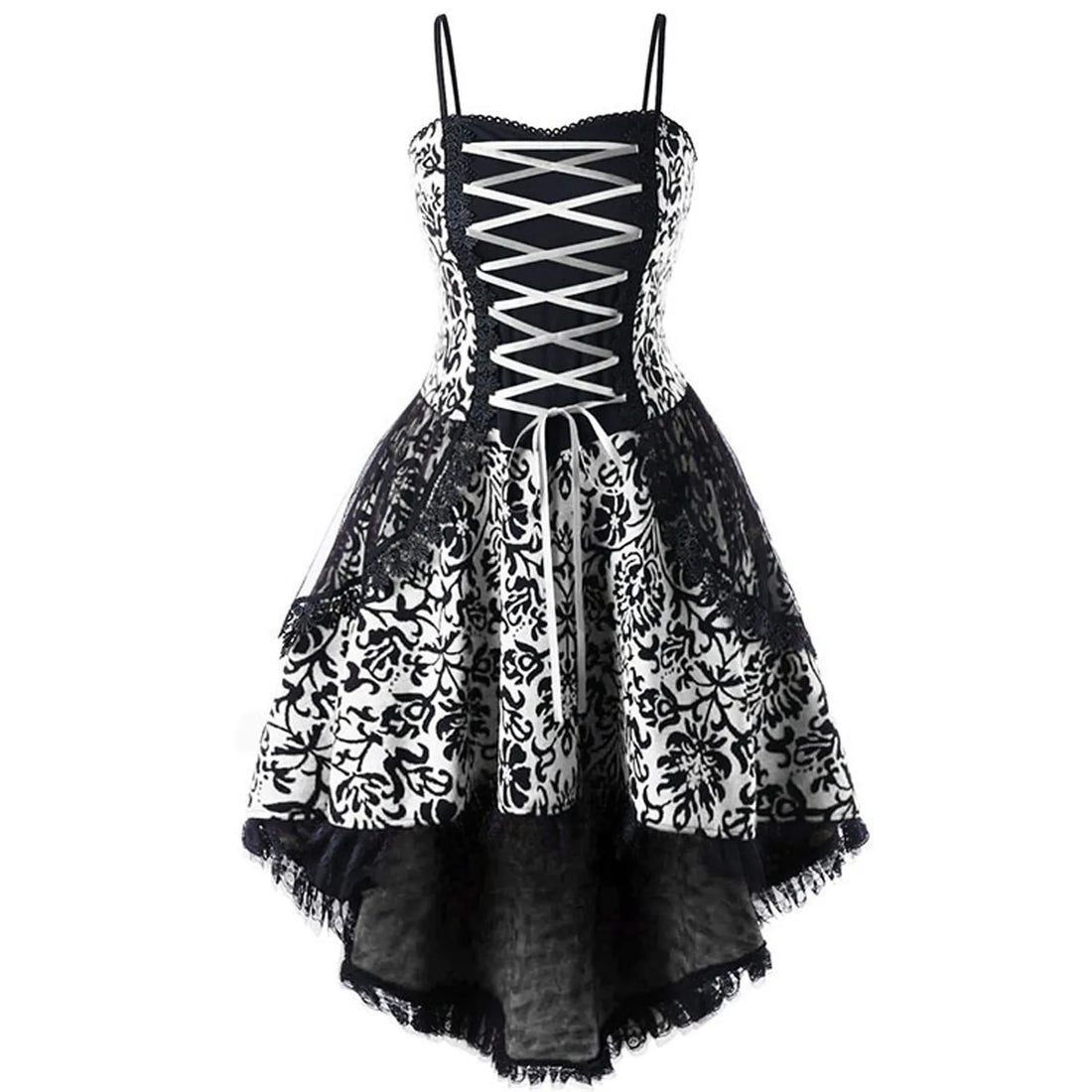 Gothic Lace Cami Dress For Women Vintage Lace Up Party  Sleeveless