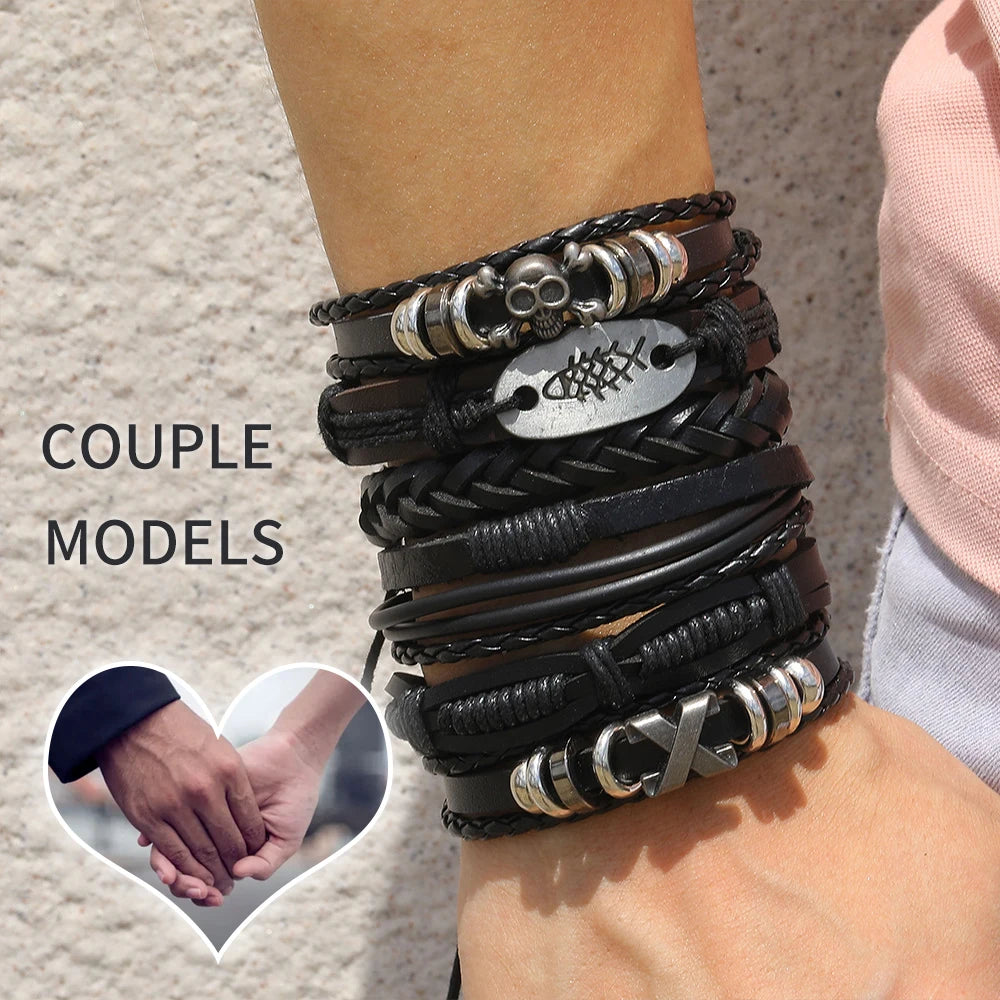 Fashion Bracelet Viking  Bracelet For Men Hand Bracelets Woven Skull