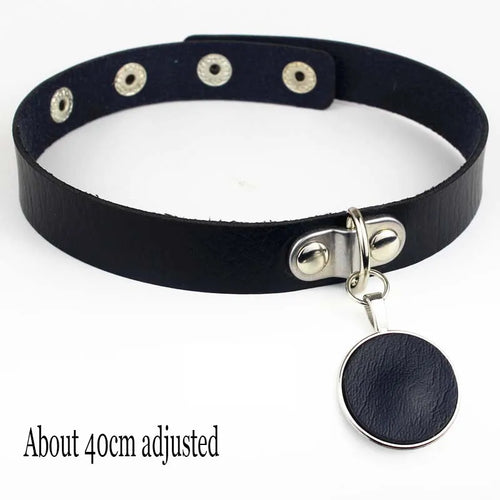 Woman Black Punk Choker Collar Necklace Sexy PU Leather Heart Lock Key
