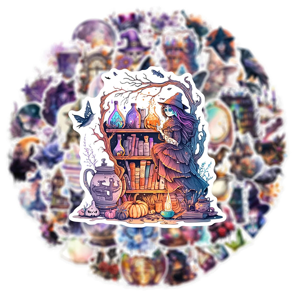 10/30/50pcs Art Gothic Magic Witch Aesthetic Cartoon Stickers