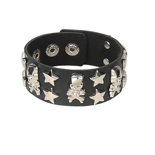 2024 New PU Leather Studded Bracelet Punk Bracelet Adjustable Goth