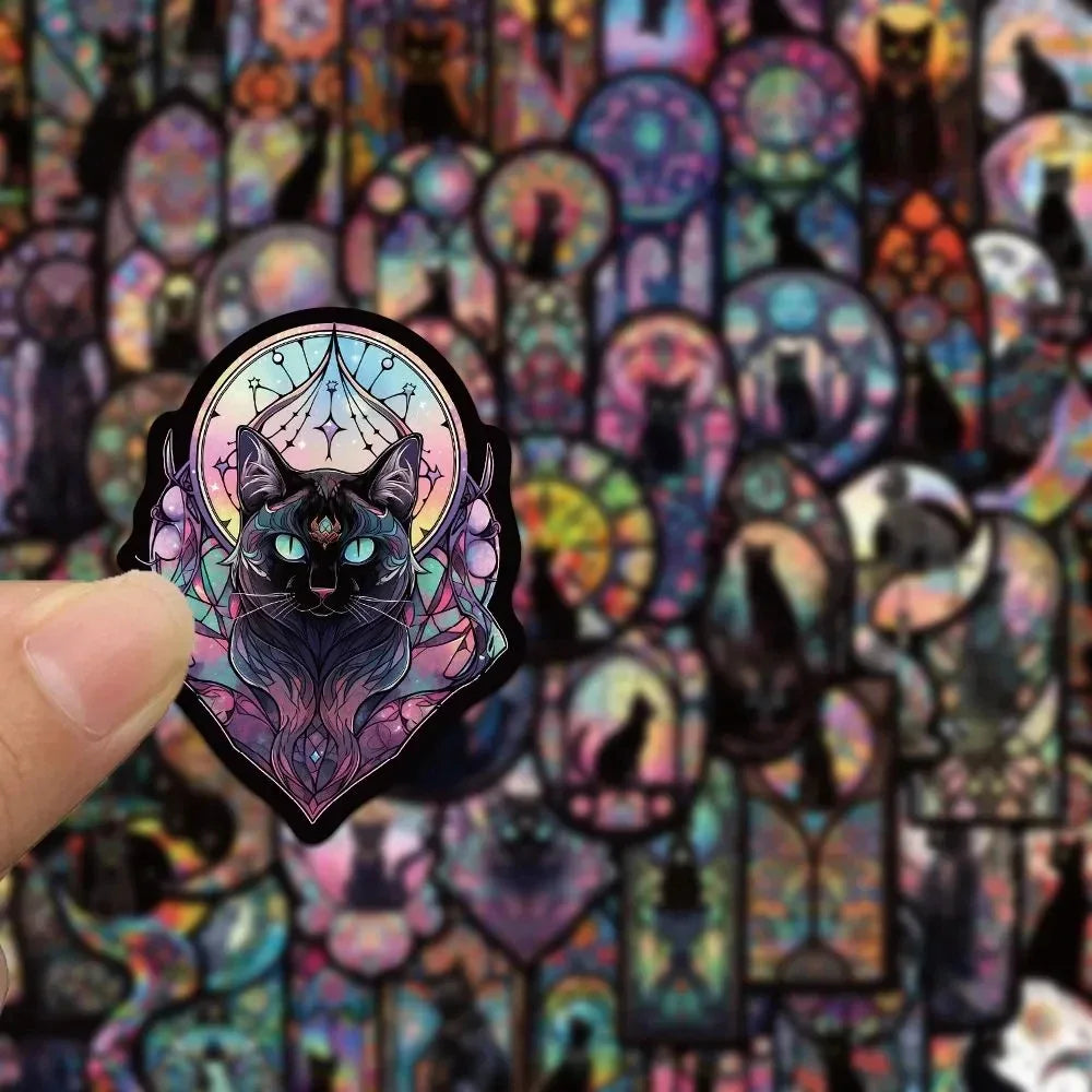 50pcs Dark Gothic Black Cat Cartoon Stickers Aesthetic Graffiti
