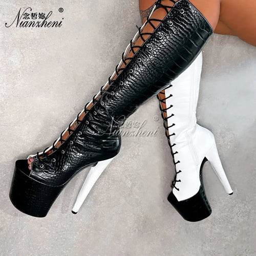20cm stiletto heels Sexy Fetish Gothic Shoes white stripper boots pole