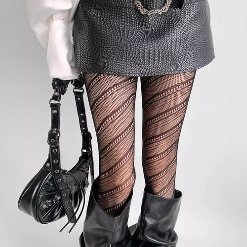 2025 New Woman Girls Fashion Punk Gothic Fishnet Stockings Snake Skull