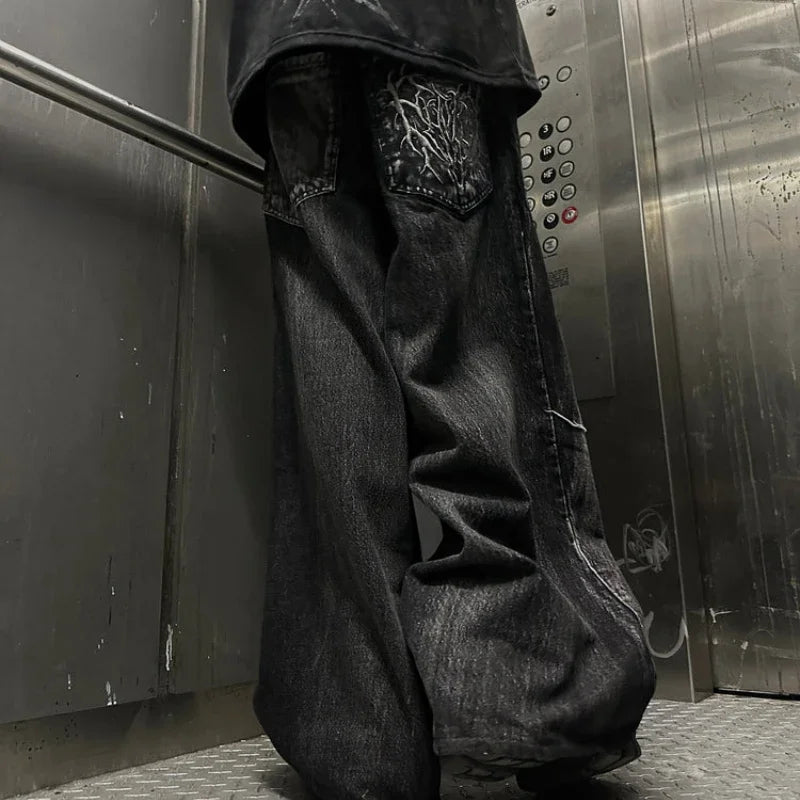 Gothic Retro Oversized Baggy Fit Unisex Mopping Pants Y2K Phantom