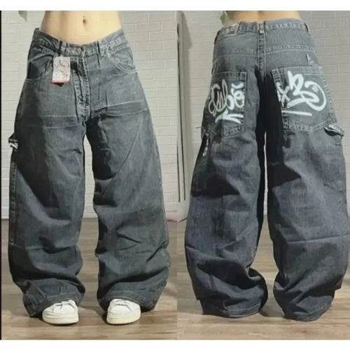 2024 New American Harajuku Retro Straight High Waist Y2K Street Style