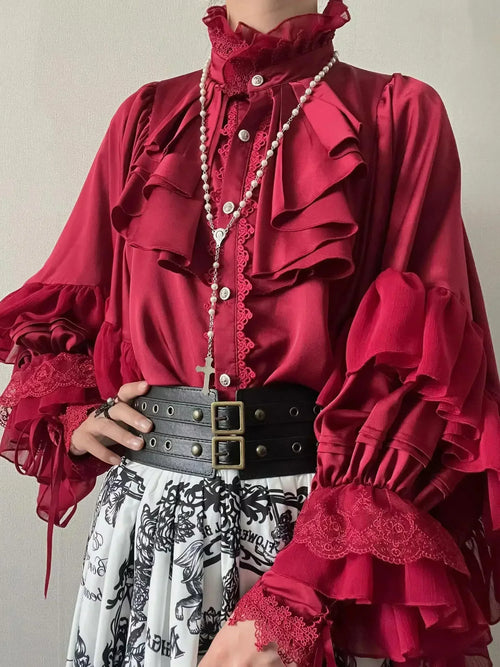 Gothic Style Batwing Sleeve Shirt Women Lolita Loose Spring Autumn