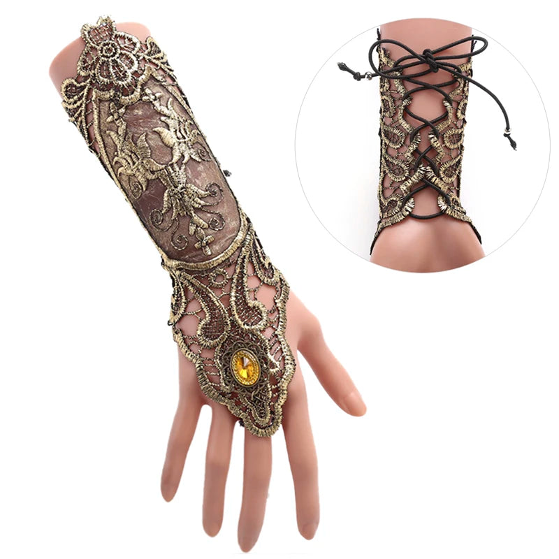 1pc Gothic Steampunk Lace Cuff Fingerless Glove Arm Warmer Bracelet