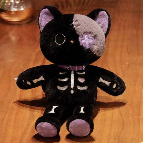 35cm Kawaii Black Serie Skeleton Cat Soft Plush Toy Creative Stuffed